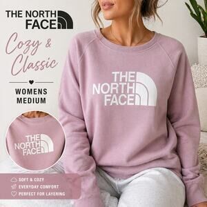 The North Face Pink Logo Sweatshirt Womens Medium Cozy Pullover